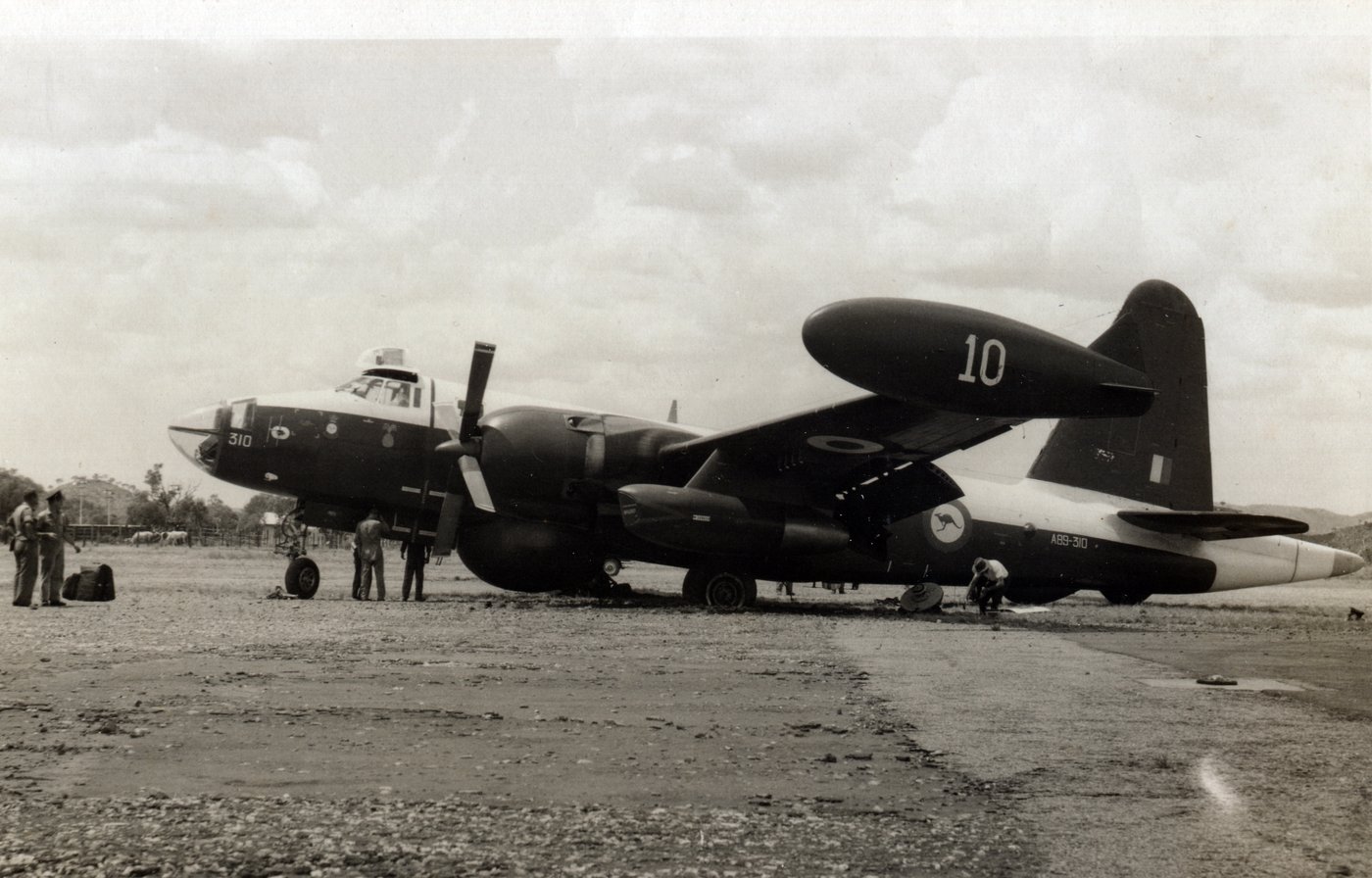 RAAF Neptune A89-310 on the ground after its forced landing at Mt Isa, 1963