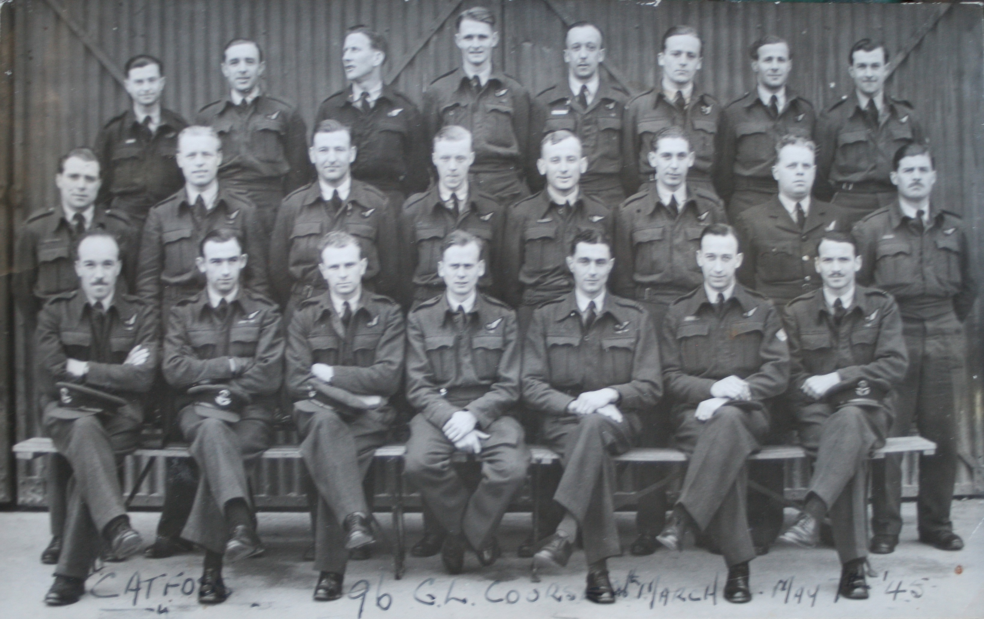 96 Gunnery Leader Course class photo, Catfoss, March to May 1945
